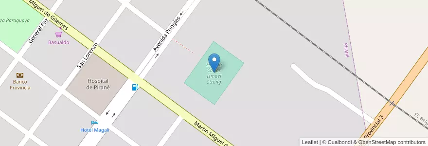 Mapa de ubicacion de Estadio Carlos Ismael Strong en 阿根廷, Formosa, Departamento Pirané, Municipio De Pirané, Pirané.
