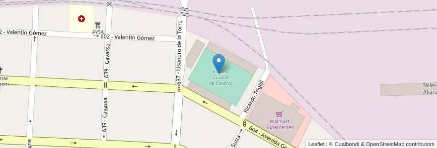 Mapa de ubicacion de Estadio Ciudad de Caseros en Argentina, Buenos Aires, Partido De Tres De Febrero, Caseros.