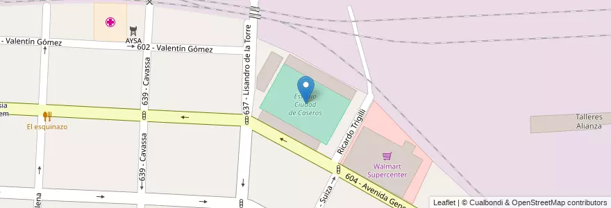 Mapa de ubicacion de Estadio Ciudad de Caseros en Argentina, Provincia Di Buenos Aires, Partido De Tres De Febrero, Caseros.