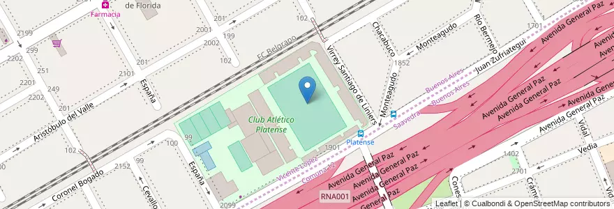 Mapa de ubicacion de Estadio Ciudad de Vicente López en Argentinië, Partido De Vicente López, Vicente López.