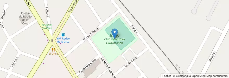 Mapa de ubicacion de Estadio Club Deportivo Guaymallén en Argentine, Chili, Mendoza, Departamento Guaymallén, Distrito Kilómetro 11.