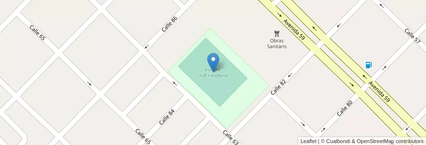Mapa de ubicacion de estadio club rivadavia en Argentinië, Buenos Aires, Partido De Necochea, Necochea.