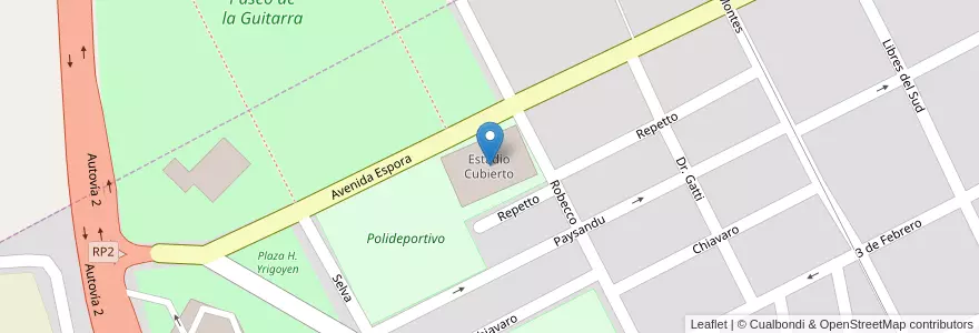 Mapa de ubicacion de Estadio Cubierto en 아르헨티나, 부에노스아이레스주, Partido De Dolores, Dolores.