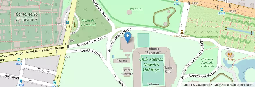 Mapa de ubicacion de Estadio Cubierto "Dr. Claudio L. Newell" en アルゼンチン, サンタフェ州, Departamento Rosario, Municipio De Rosario, ロサリオ.