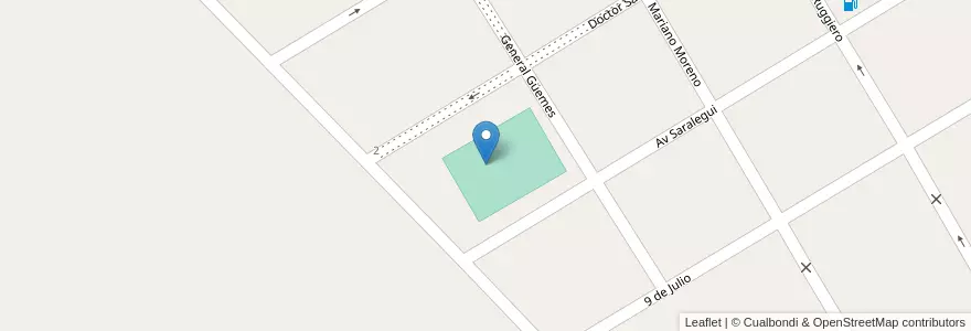 Mapa de ubicacion de Estadio de Futbol CASD en Argentina, Provincia Di Buenos Aires, Partido De Nueve De Julio, Cuartel Dudignac.