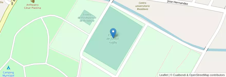 Mapa de ubicacion de Estadio de futbol-rugby en الأرجنتين, تشيلي, Mendoza, Departamento Rivadavia, Distrito Ciudad De Rivadavia.