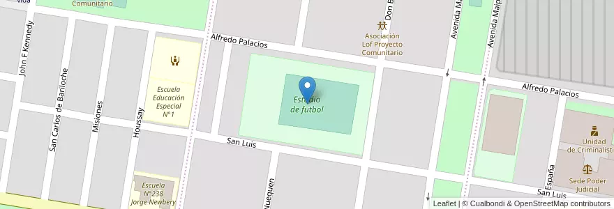 Mapa de ubicacion de Estadio de futbol en آرژانتین, استان ریو نگرو، آرژانتین, General Roca, Departamento General Roca, General Roca.