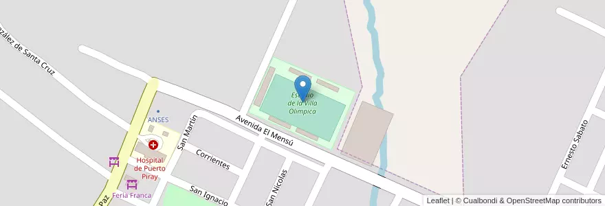 Mapa de ubicacion de Estadio de la Villa Olimpica en Argentinien, Misiones, Departamento Montecarlo, Municipio De Puerto Piray, Puerto Piray.