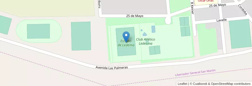 Mapa de ubicacion de Estadio de Ledema en 아르헨티나, Jujuy, Departamento Ledesma, Municipio De Libertador General San Martín.
