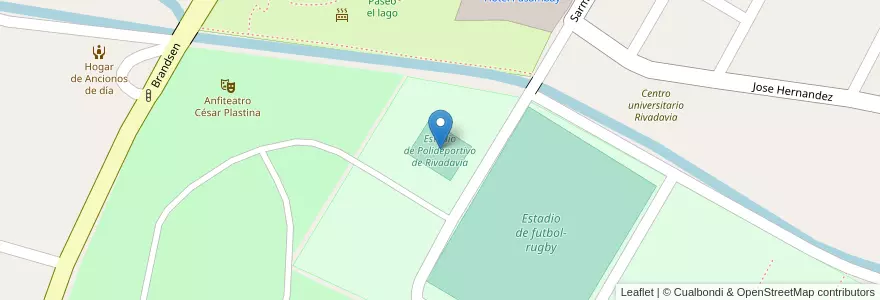 Mapa de ubicacion de Estadio de Polideportivo de Rivadavia en Аргентина, Чили, Мендоса, Departamento Rivadavia, Distrito Ciudad De Rivadavia.