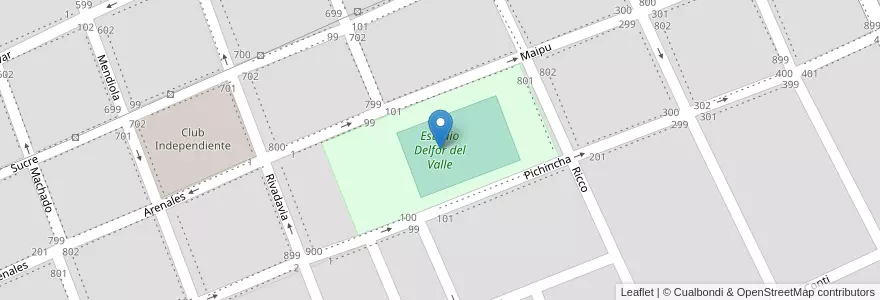 Mapa de ubicacion de Estadio Delfor del Valle en Аргентина, Буэнос-Айрес, Partido De Dolores, Dolores.