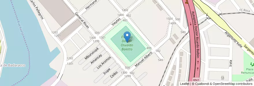 Mapa de ubicacion de Estadio Doctor Osvaldo Baletto en 阿根廷, Partido De Avellaneda, Dock Sud.