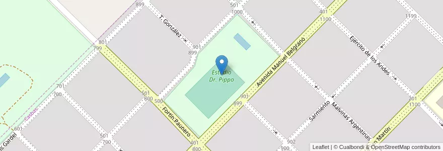 Mapa de ubicacion de Estadio Dr. Pippo en Argentinien, Provinz Buenos Aires, Partido De Guaminí, Casbas.