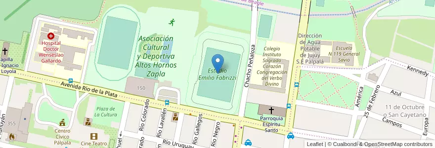 Mapa de ubicacion de Estadio Emilio Fabrizzi en アルゼンチン, フフイ州, Departamento Palpalá, Municipio De Palpalá.
