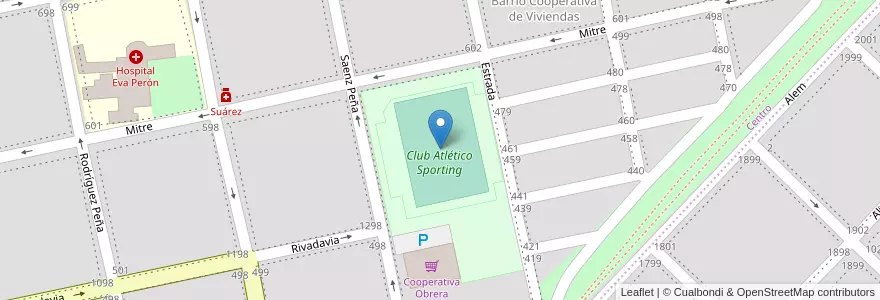 Mapa de ubicacion de Estadio Enrique Mendizabal en アルゼンチン, ブエノスアイレス州, Partido De Coronel De Marina Leonardo Rosales, Punta Alta.