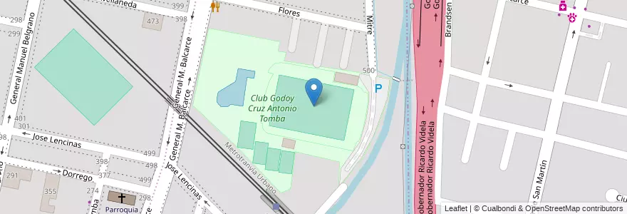 Mapa de ubicacion de Estadio Feliciano Gambarte en Аргентина, Чили, Мендоса, Godoy Cruz, Departamento Godoy Cruz.