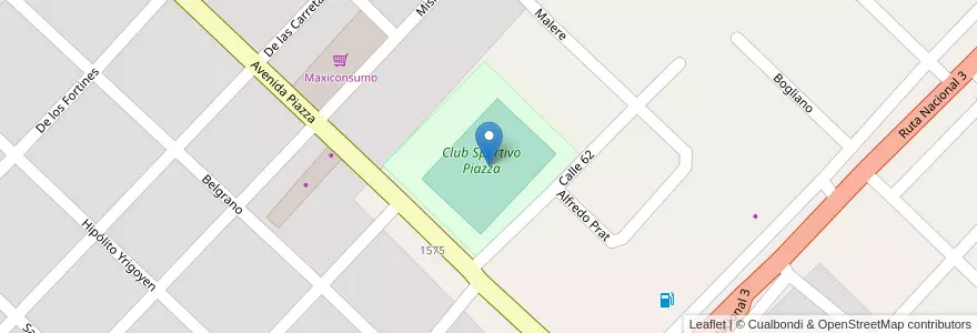 Mapa de ubicacion de Estadio Félix Piazza en アルゼンチン, ブエノスアイレス州, Partido De Azul.