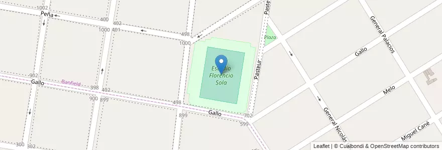 Mapa de ubicacion de Estadio Florencio Sola en 아르헨티나, 부에노스아이레스주, Partido De Lomas De Zamora, Lomas De Zamora, Banfield.