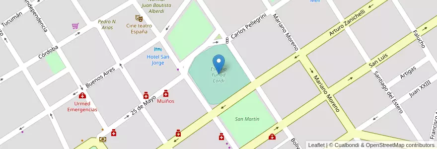 Mapa de ubicacion de Estadio Fuhad Cordi en Arjantin, Córdoba, Departamento Ischilín, Pedanía Toyos, Municipio De Deán Funes.