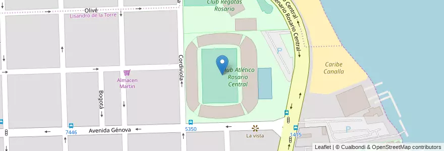 Mapa de ubicacion de Estadio Gigante de Arroyito en Argentinien, Santa Fe, Departamento Rosario, Municipio De Rosario, Rosario.