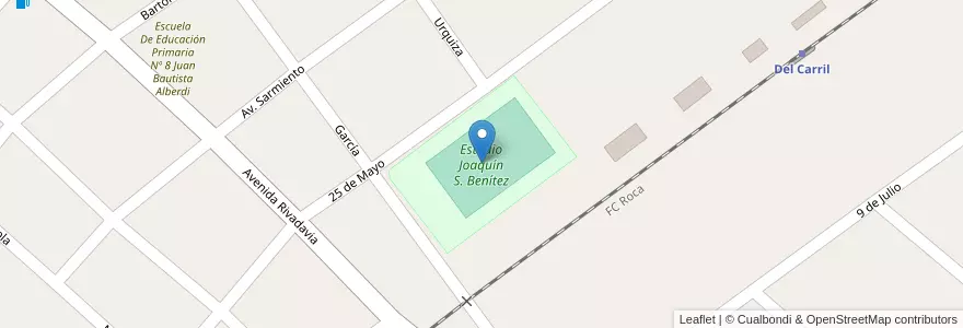 Mapa de ubicacion de Estadio Joaquín S. Benítez en Argentinië, Buenos Aires, Partido De Saladillo.