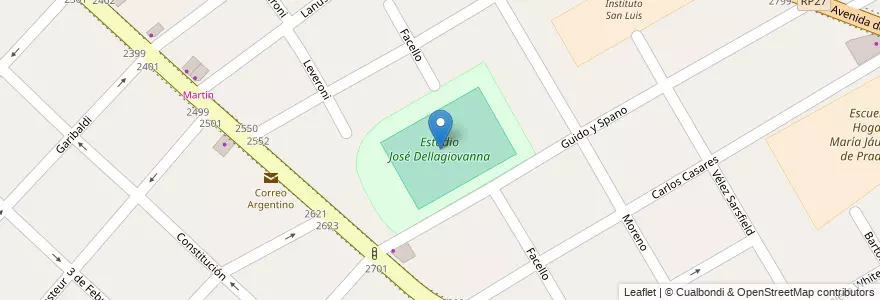 Mapa de ubicacion de Estadio José Dellagiovanna en Arjantin, Buenos Aires, Partido De San Fernando, Victoria.