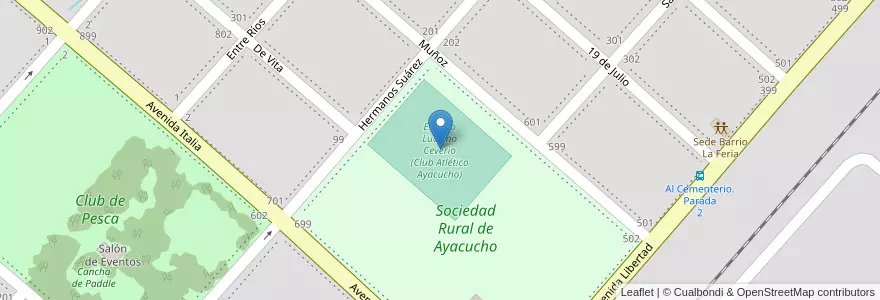 Mapa de ubicacion de Estadio Luciano Ceverio (Club Atlético Ayacucho) en Argentine, Province De Buenos Aires, Partido De Ayacucho, Ayacucho.
