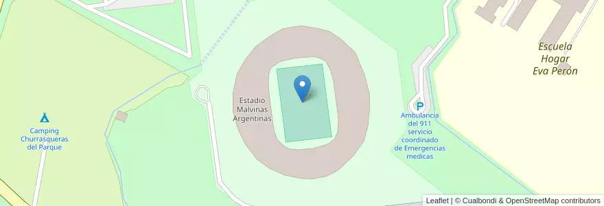 Mapa de ubicacion de Estadio Malvinas Argentinas en Argentinien, Chile, Mendoza, Departamento Capital, Sección 9ª Parque General San Martín, Ciudad De Mendoza.