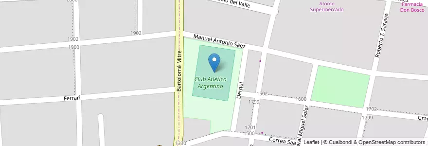 Mapa de ubicacion de Estadio Mauricio Serra en آرژانتین, شیلی, Mendoza, Departamento Guaymallén, Distrito Belgrano.
