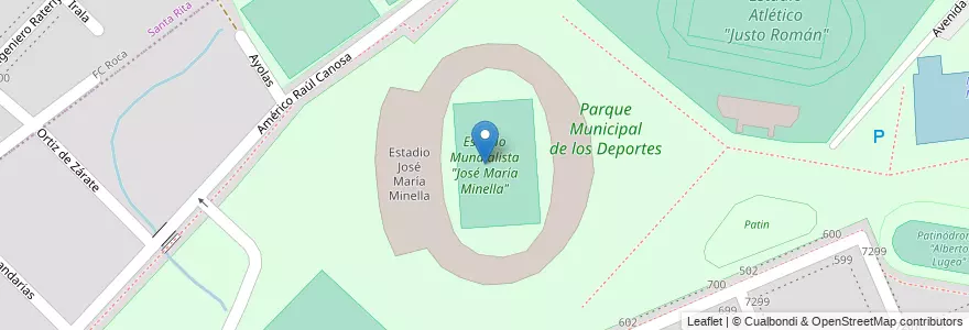 Mapa de ubicacion de Estadio Mundialista "José María Minella" en アルゼンチン, ブエノスアイレス州, Partido De General Pueyrredón, Mar Del Plata.