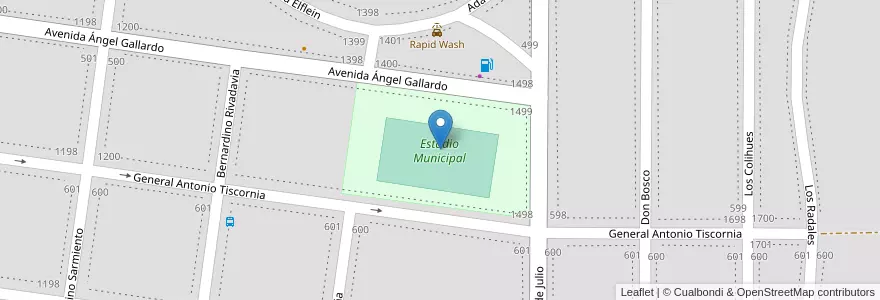 Mapa de ubicacion de Estadio Municipal en 阿根廷, 智利, 内格罗河省, Departamento Bariloche, Municipio De San Carlos De Bariloche, San Carlos De Bariloche.