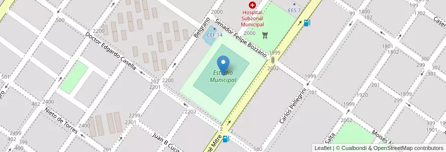 Mapa de ubicacion de Estadio Municipal en 阿根廷, 布宜诺斯艾利斯省, Partido De San Pedro, San Pedro.