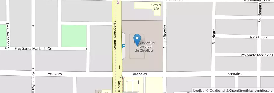 Mapa de ubicacion de Estadio Municipal en アルゼンチン, チリ, リオネグロ州, Cipolletti, Departamento General Roca.