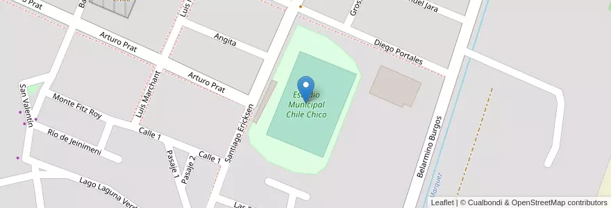Mapa de ubicacion de Estadio Municipal Chile Chico en アイセン・デル・ヘネラル・カルロス・イバニェス・デル・カンポ州.