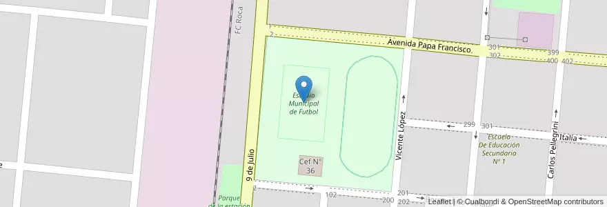 Mapa de ubicacion de Estadio Municipal de Futbol en الأرجنتين, بوينس آيرس, Partido De General Alvear, General Alvear.