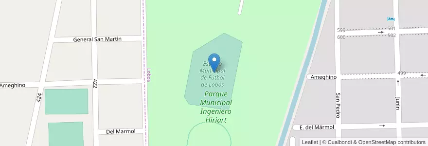 Mapa de ubicacion de Estadio Municipal de Fútbol de Lobos en Argentinien, Provinz Buenos Aires, Partido De Lobos, Lobos.