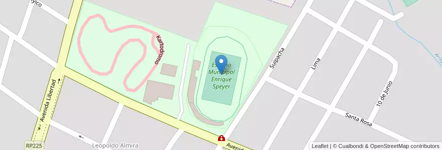 Mapa de ubicacion de Estadio Municipal Enrique Speyer en アルゼンチン, ミシオネス州, Departamento Leandro N. Alem, Municipio De Leandro N. Alem, Leandro N. Alem.