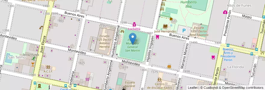 Mapa de ubicacion de Estadio Municipal General San Martín en Argentine, Santa Fe, Departamento Rosario, Municipio De Funes, Funes.