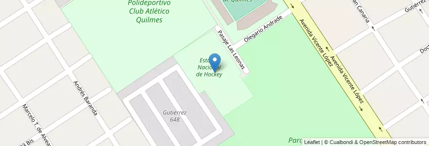 Mapa de ubicacion de Estadio Nacional de Hockey en الأرجنتين, بوينس آيرس, Partido De Quilmes, Quilmes.