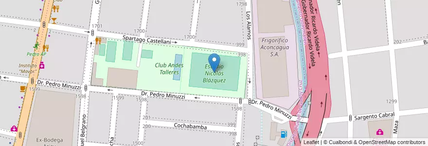 Mapa de ubicacion de Estadio Nicolás Blázquez en アルゼンチン, チリ, メンドーサ州, Godoy Cruz, Departamento Godoy Cruz, Distrito Ciudad De Godoy Cruz.
