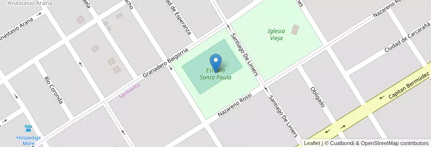 Mapa de ubicacion de Estadio Santa Paula en 아르헨티나, Santa Fe, Departamento San Jerónimo, Municipio De Gálvez.