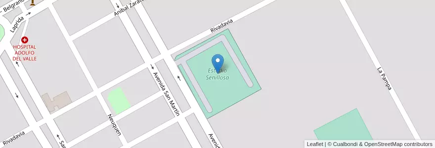 Mapa de ubicacion de Estadio Senillosa en アルゼンチン, チリ, ネウケン州, Departamento Confluencia, Municipio De Senillosa, Senillosa.