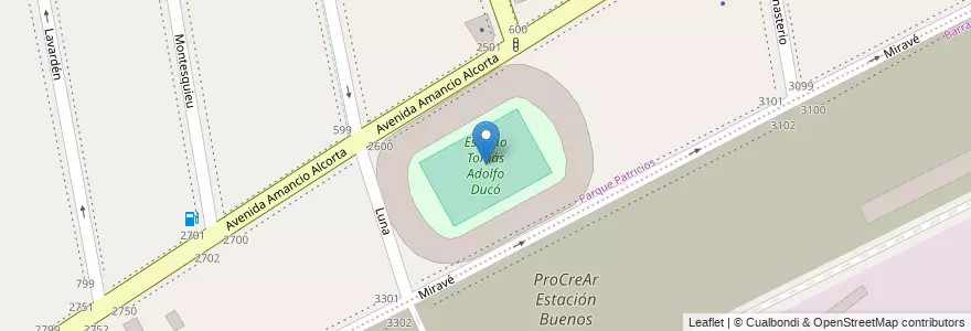 Mapa de ubicacion de Estadio Tomás Adolfo Ducó, Parque Patricios en アルゼンチン, Ciudad Autónoma De Buenos Aires, Comuna 4, ブエノスアイレス.