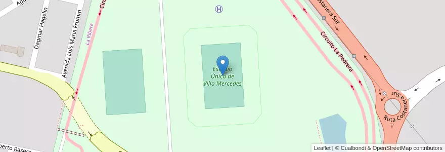Mapa de ubicacion de Estadio Único de Villa Mercedes en アルゼンチン, サンルイス州, General Pedernera, Villa Mercedes, Municipio De Villa Mercedes.