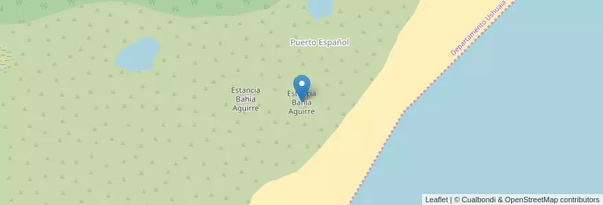 Mapa de ubicacion de Estancia Bahia Aguirre en Argentinië, Departamento Ushuaia, Vuurland.
