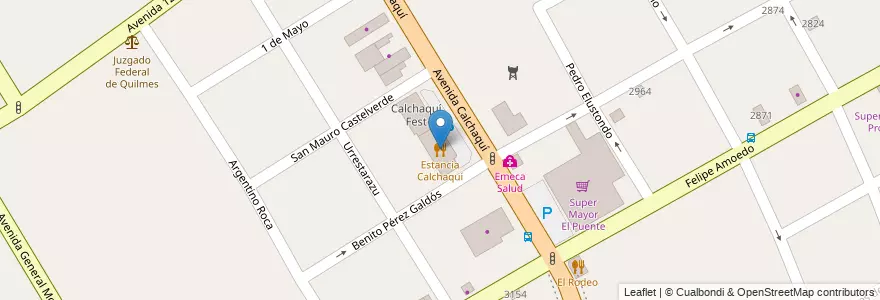 Mapa de ubicacion de Estancia Calchaquí en アルゼンチン, ブエノスアイレス州, Partido De Quilmes, Quilmes.
