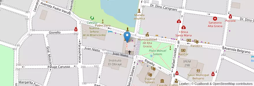 Mapa de ubicacion de Estancia Jesuitica Alta Gracia en Argentina, Córdoba, Departamento Santa María, Pedanía Alta Gracia, Municipio De Alta Gracia, Alta Gracia.