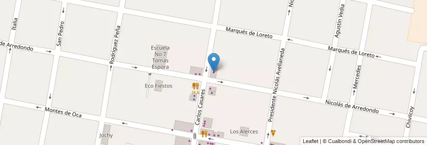 Mapa de ubicacion de Estancia Mendoza en アルゼンチン, ブエノスアイレス州, Partido De Morón, Castelar.