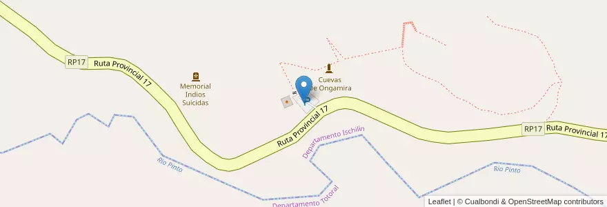 Mapa de ubicacion de Estancia Ongamira en 阿根廷, Córdoba, Pedanía Manzanas.