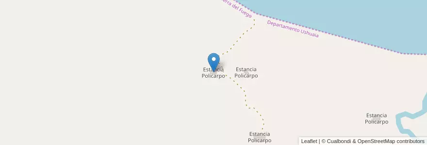 Mapa de ubicacion de Estancia Policarpo en آرژانتین, Departamento Ushuaia, استان تیرا دل فوئگو.